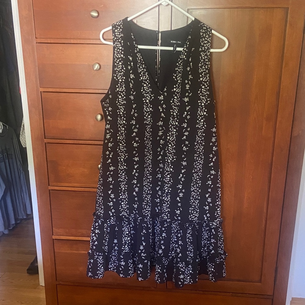 BCBG Paris Black and White Floral Mini Dress